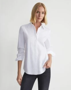Wright Shirt In Italian Stretch Cotton -Chic Daily Fashion mbcs7r 0231 white