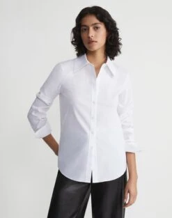 Kennedy Shirt In Italian Stretch Cotton -Chic Daily Fashion mbdc1r 0231 white