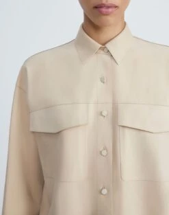 Paperfine Suede Shirt Jacket -Chic Daily Fashion mbdc5v l926 dune detail