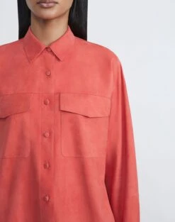 Paperfine Suede Shirt Jacket -Chic Daily Fashion mbdc5v l926 stamped poppy detail