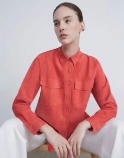 Paperfine Suede Shirt Jacket -Chic Daily Fashion mbdc5v l926 stamped poppy elevated