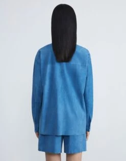 Paperfine Suede Shirt Jacket -Chic Daily Fashion mbdc5v l926 vista blue back