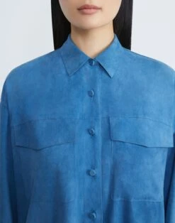 Paperfine Suede Shirt Jacket -Chic Daily Fashion mbdc5v l926 vista blue detail