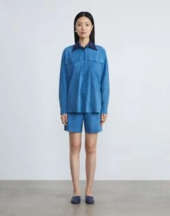 Paperfine Suede Shirt Jacket -Chic Daily Fashion mbdc5v l926 vista blue full