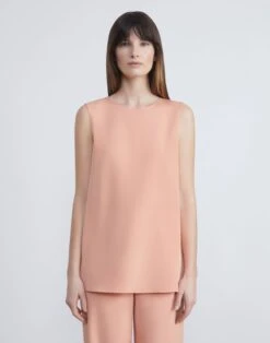 Silk Crepe De Chine Sleeveless Blouse -Chic Daily Fashion mbdf5r 5553 coral haze