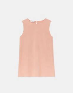 Silk Crepe De Chine Sleeveless Blouse -Chic Daily Fashion mbdf5r 5553 coral haze flat