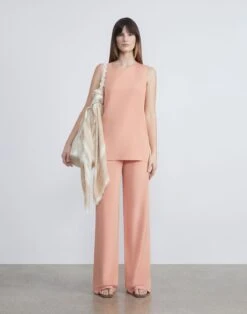 Silk Crepe De Chine Sleeveless Blouse -Chic Daily Fashion mbdf5r 5553 coral haze full