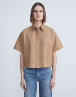 Nubuck Calfskin Suede Shirt -Chic Daily Fashion mbdm8v l078 oat