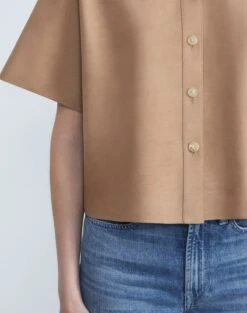 Nubuck Calfskin Suede Shirt -Chic Daily Fashion mbdm8v l078 oat detail2