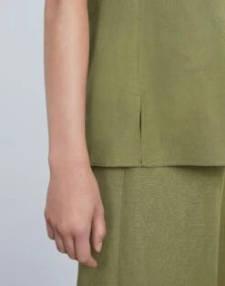 Silk-Linen Blouse 39 Silk-Linen Blouse -Chic Daily Fashion mbdp4h 1g63 chive detail2