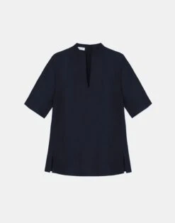 Silk-Linen Blouse 30 Silk-Linen Blouse -Chic Daily Fashion mbdp4h 1g63 navy flat
