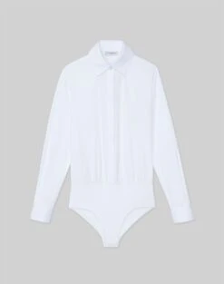 Stretch Cotton Button Down Bodysuit