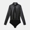 Nappa Lambskin Button-Down Bodysuit