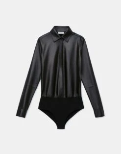 Nappa Lambskin Button-Down Bodysuit