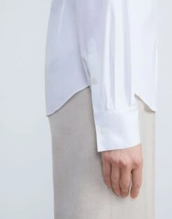 Stretch Cotton Button Front Shirt 9 Stretch Cotton Button Front Shirt -Chic Daily Fashion mbdt7r 0231 white detail2