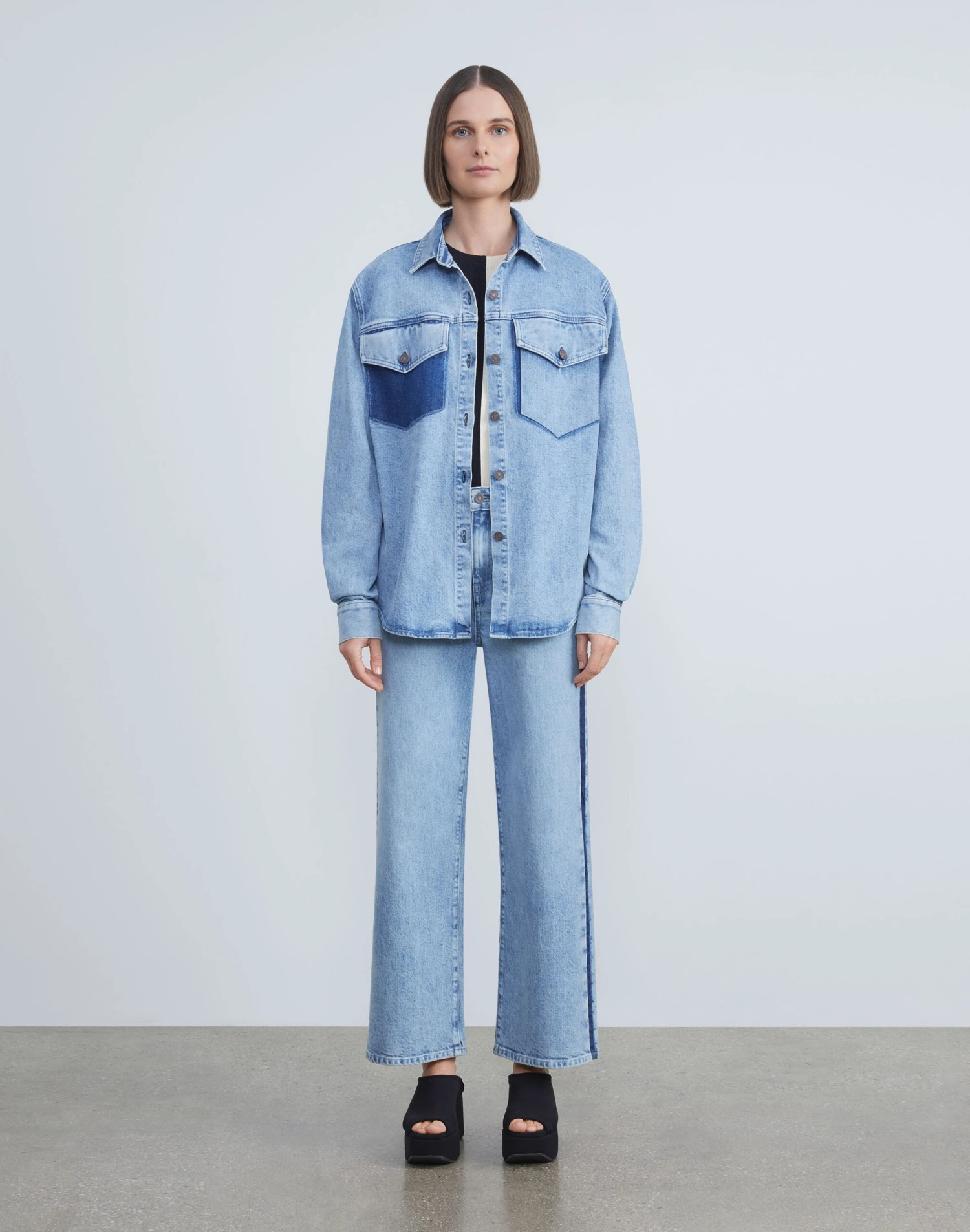 L148 Denim Two-Tone Shirt Jacket 2 L148 Denim Two-Tone Shirt Jacket - Image 2