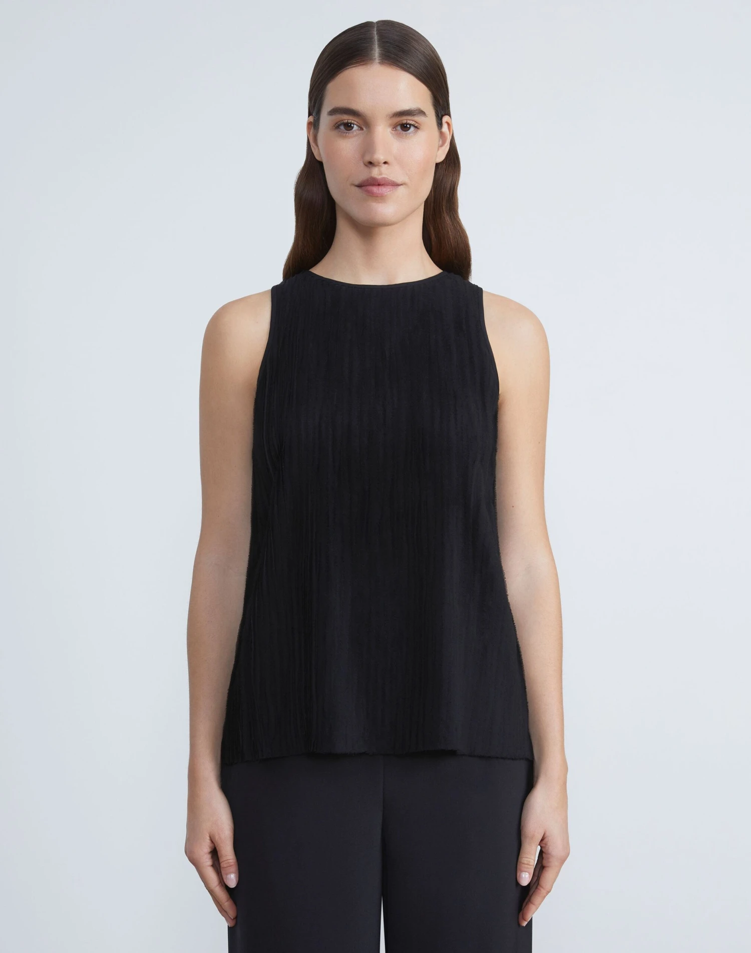 Silk Georgette Strip-Pleated Racerback Blouse 3 Silk Georgette Strip-Pleated Racerback Blouse - Image 3