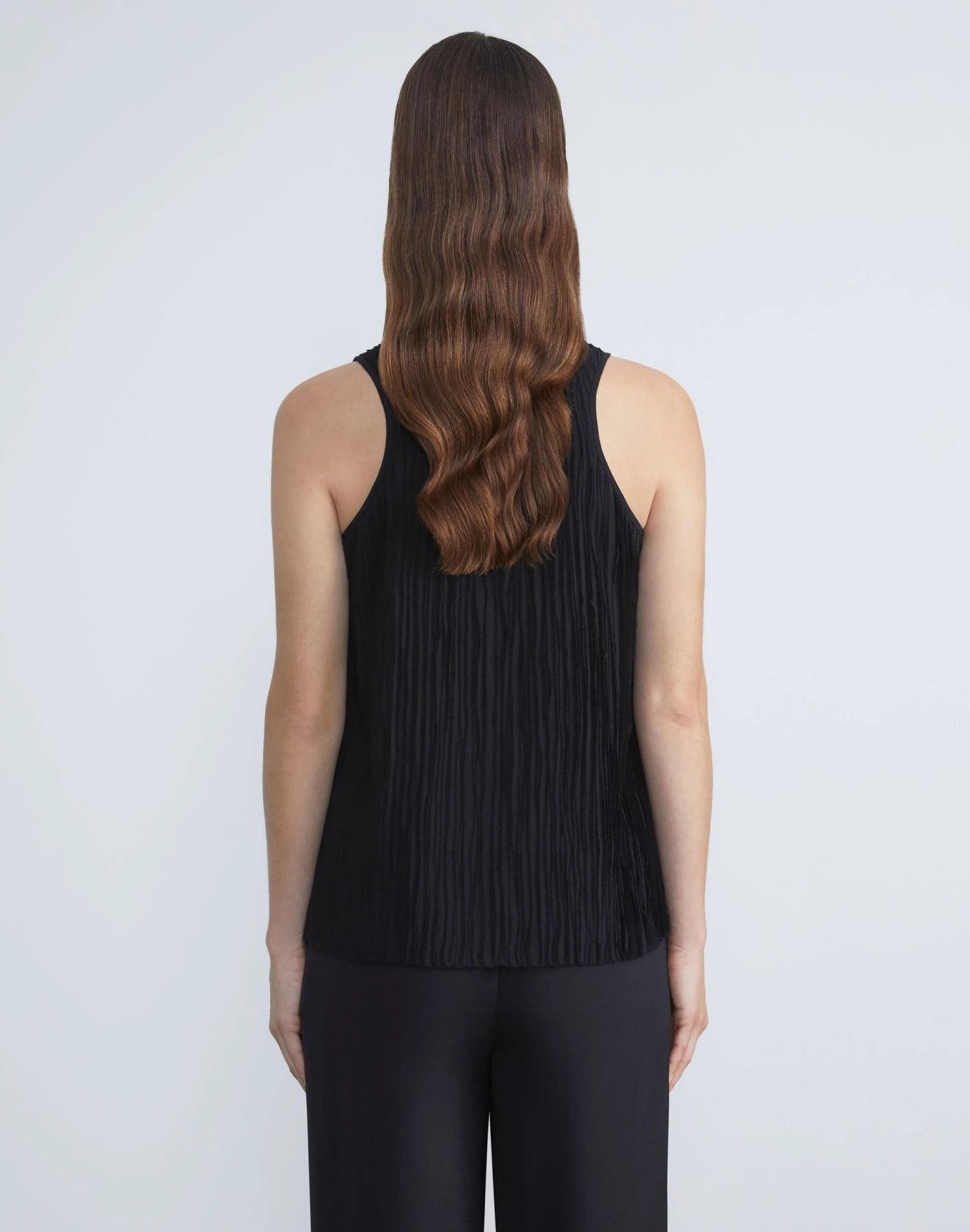Silk Georgette Strip-Pleated Racerback Blouse 4 Silk Georgette Strip-Pleated Racerback Blouse - Image 4
