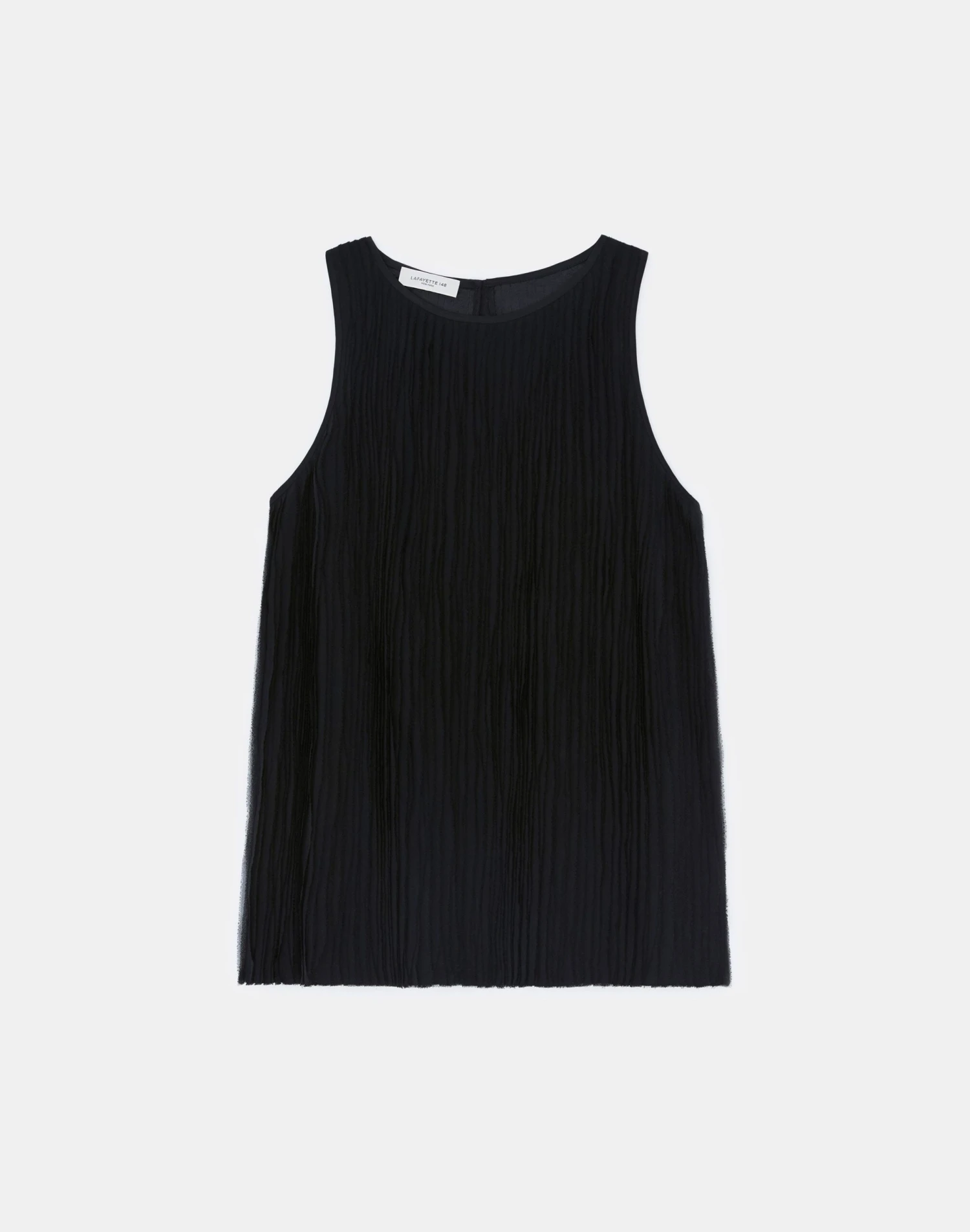 Silk Georgette Strip-Pleated Racerback Blouse 1 Silk Georgette Strip-Pleated Racerback Blouse