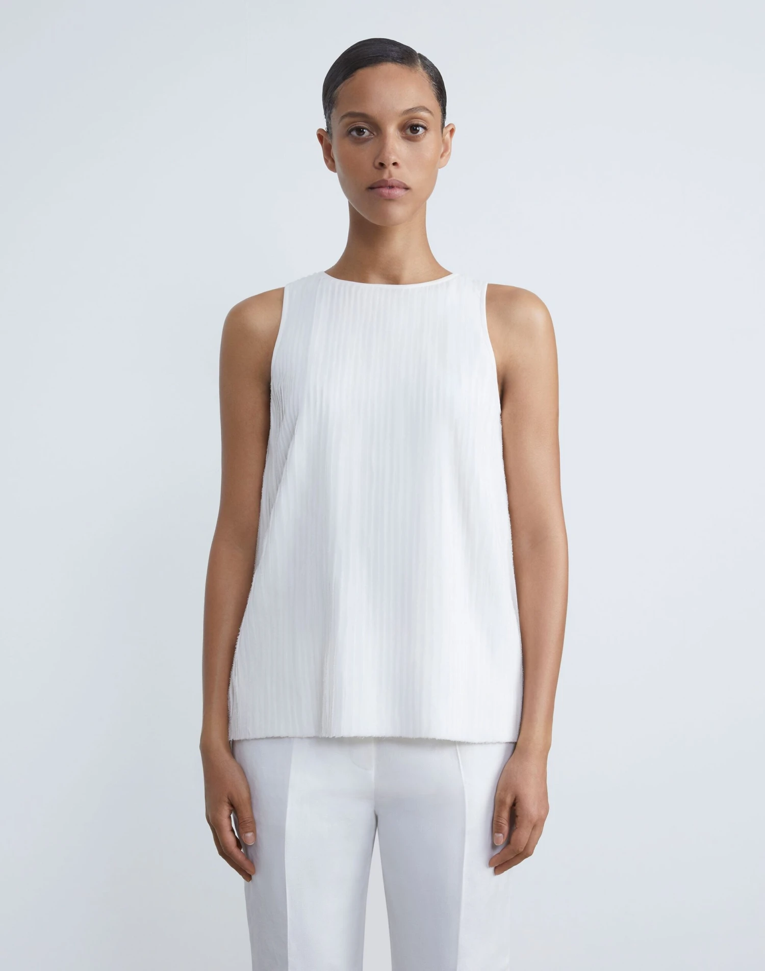 Silk Georgette Strip-Pleated Racerback Blouse 8 Silk Georgette Strip-Pleated Racerback Blouse - Image 8