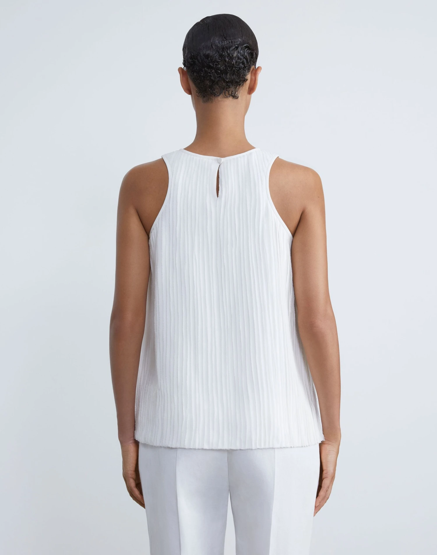 Silk Georgette Strip-Pleated Racerback Blouse 9 Silk Georgette Strip-Pleated Racerback Blouse - Image 9