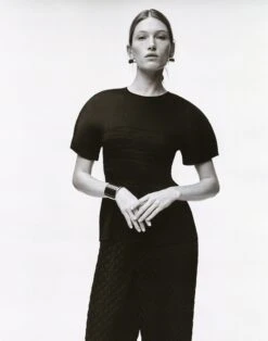 Satin Plissé Hand-Smocked Blouse -Chic Daily Fashion mbdx4e 9327 black catalog