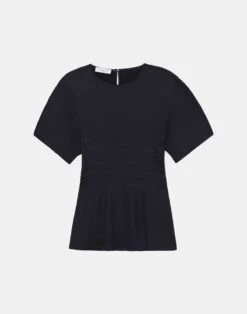 Satin Plissé Hand-Smocked Blouse