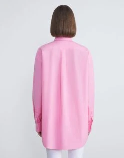 Organic Cotton Poplin Oversized Shirt -Chic Daily Fashion mbdy1r 1r48 pink madder back