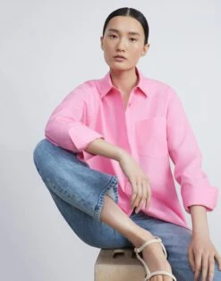 Organic Cotton Poplin Oversized Shirt -Chic Daily Fashion mbdy1r 1r48 pink madder catalog