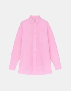 Organic Cotton Poplin Oversized Shirt -Chic Daily Fashion mbdy1r 1r48 pink madder flat