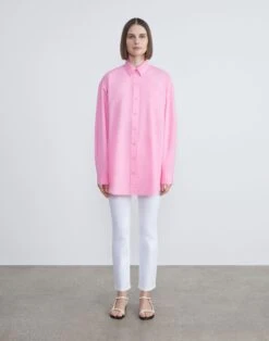 Organic Cotton Poplin Oversized Shirt -Chic Daily Fashion mbdy1r 1r48 pink madder full