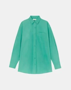 Organic Cotton Poplin Oversized Shirt -Chic Daily Fashion mbdy1r 1r48 viridian green flat