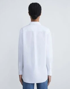 Organic Cotton Poplin Oversized Shirt -Chic Daily Fashion mbdy1r 1r48 white back