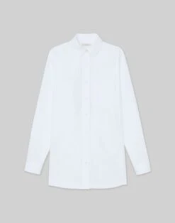 Organic Cotton Poplin Oversized Shirt -Chic Daily Fashion mbdy1r 1r48 white flat