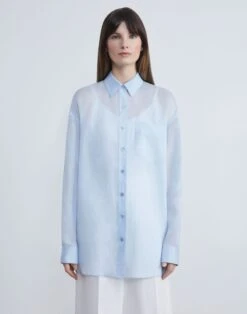 Sustainable Gemma Cloth Voile Oversized Blouse -Chic Daily Fashion mbdy1r 7556 aerial blue