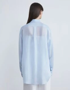 Sustainable Gemma Cloth Voile Oversized Blouse -Chic Daily Fashion mbdy1r 7556 aerial blue back