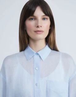 Sustainable Gemma Cloth Voile Oversized Blouse -Chic Daily Fashion mbdy1r 7556 aerial blue detail