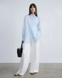 Sustainable Gemma Cloth Voile Oversized Blouse -Chic Daily Fashion mbdy1r 7556 aerial blue elevated priority