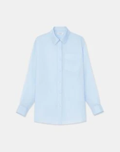 Sustainable Gemma Cloth Voile Oversized Blouse -Chic Daily Fashion mbdy1r 7556 aerial blue flat