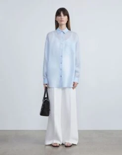Sustainable Gemma Cloth Voile Oversized Blouse -Chic Daily Fashion mbdy1r 7556 aerial blue full