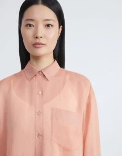 Sustainable Gemma Cloth Voile Oversized Blouse -Chic Daily Fashion mbdy1r 7556 coral haze detail