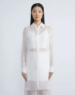 Silk Organza Oversized Shirt -Chic Daily Fashion mbdy9r 1w94 cloud