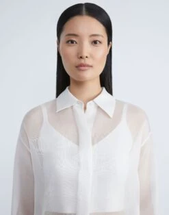 Silk Organza Oversized Shirt -Chic Daily Fashion mbdy9r 1w94 cloud detail