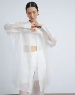 Silk Organza Oversized Shirt -Chic Daily Fashion mbdy9r 1w94 cloud elevated