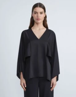 Satin Kimono Sleeve Blouse -Chic Daily Fashion mbdz3r 9327 black