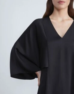 Satin Kimono Sleeve Blouse -Chic Daily Fashion mbdz3r 9327 black detail2