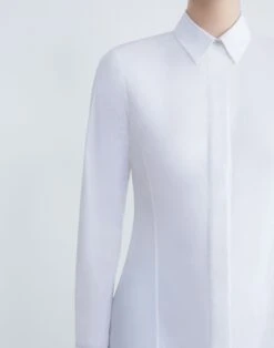 Stretch Cotton Fit & Flare Shirt -Chic Daily Fashion mbdz7r 0231 white detail