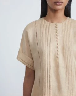 Vintage Linen Pintuck Blouse -Chic Daily Fashion mbea2h 1x58 dune detail