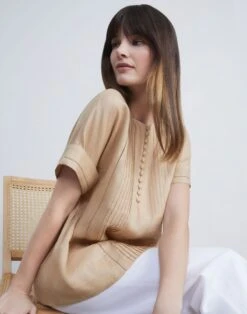 Vintage Linen Pintuck Blouse -Chic Daily Fashion mbea2h 1x58 dune elevated