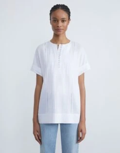 Vintage Linen Pintuck Blouse -Chic Daily Fashion mbea2h 1x58 white